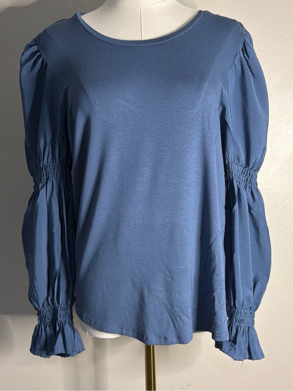 Cupio Dusty Blue Puff-Sleeve Long Sleeve Tee